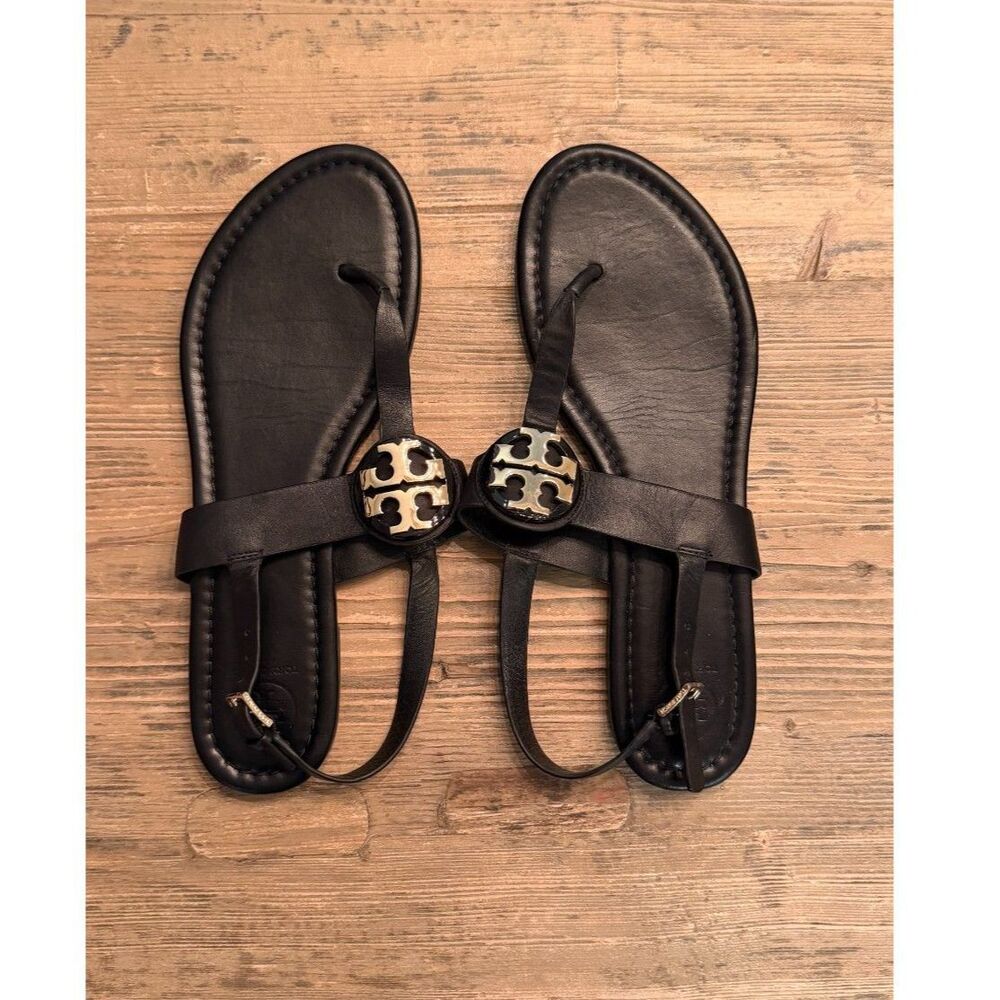 Tory Burch Bryce Flat Thong Sandals | Size 10.5 in Black